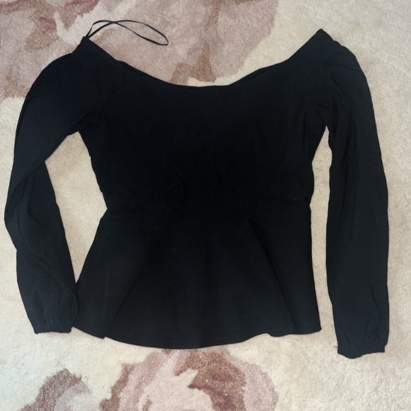 NEW Topshop Black Ruched Off-Shoulder Blouse - Picture 7 of 7